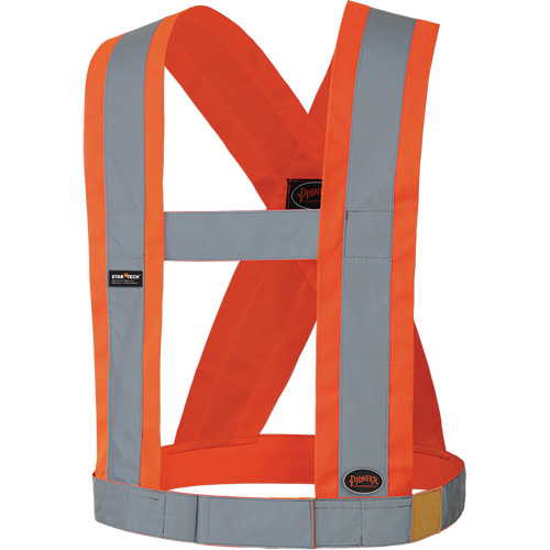 5491 Bretelles ajustables de s&eacute;curit&eacute; haute visibilit&eacute; de 4" de largeur, R&eacute;pond ou surpasse la norme CSA Z96 classe 2 - niveau 2, Orange haute visibilit&eacute;, Couleur r&eacute;fl&eacute;chissante Argent, Taille unique Sidevic Inc.