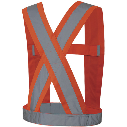 5491 Bretelles ajustables de s&eacute;curit&eacute; haute visibilit&eacute; de 4" de largeur, R&eacute;pond ou surpasse la norme CSA Z96 classe 2 - niveau 2, Orange haute visibilit&eacute;, Couleur r&eacute;fl&eacute;chissante Argent, Taille unique Sidevic Inc.