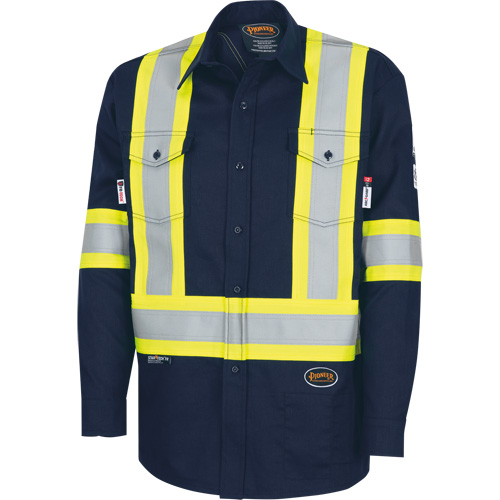 7742SF Chemise de s&eacute;curit&eacute; haute visibilit&eacute; r&eacute;sistant aux arcs &eacute;lectriques 88/12 FR-Tech, Petit, Bleu marin Sidevic Inc.