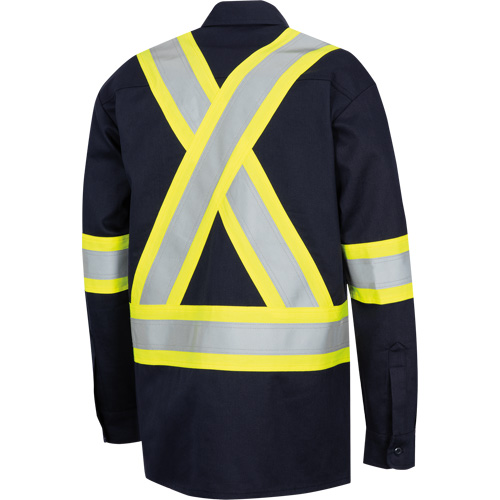 7742SF Chemise de s&eacute;curit&eacute; haute visibilit&eacute; r&eacute;sistant aux arcs &eacute;lectriques 88/12 FR-Tech, Petit, Bleu marin Sidevic Inc.