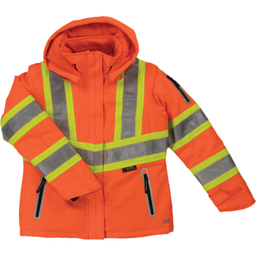 Manteau de s&eacute;curit&eacute; isolant et extensible pour femmes, Polyester, Orange haute visibilit&eacute;, Petit Sidevic Inc.