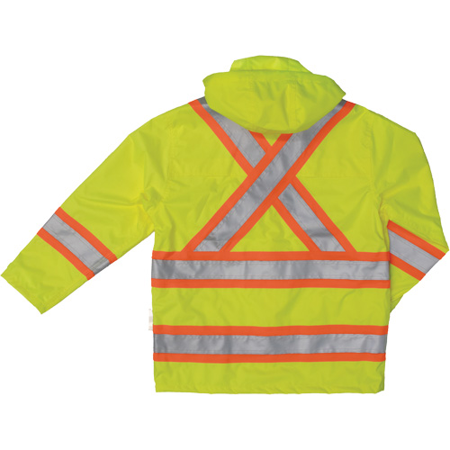 Manteau de s&eacute;curit&eacute; imperm&eacute;able en tissu ind&eacute;chirable Ripstop, Polyester, T-petit, Jaune lime haute visibilit&eacute; Sidevic Inc.