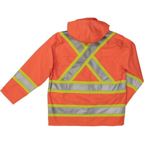 Manteau de s&eacute;curit&eacute; imperm&eacute;able en tissu ind&eacute;chirable Ripstop, Polyester, Petit, Orange haute visibilit&eacute; Sidevic Inc.