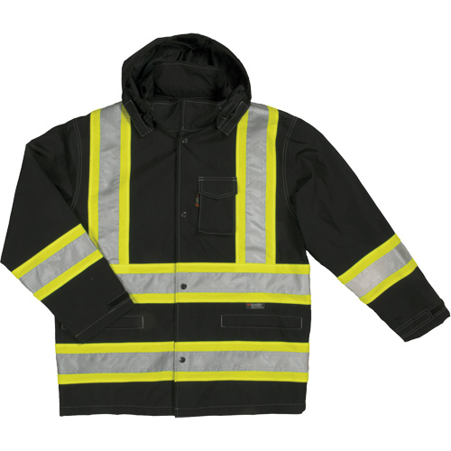 Manteau de s&eacute;curit&eacute; imperm&eacute;able en tissu ind&eacute;chirable Ripstop, Polyester, 2T-Grand, Noir Sidevic Inc.