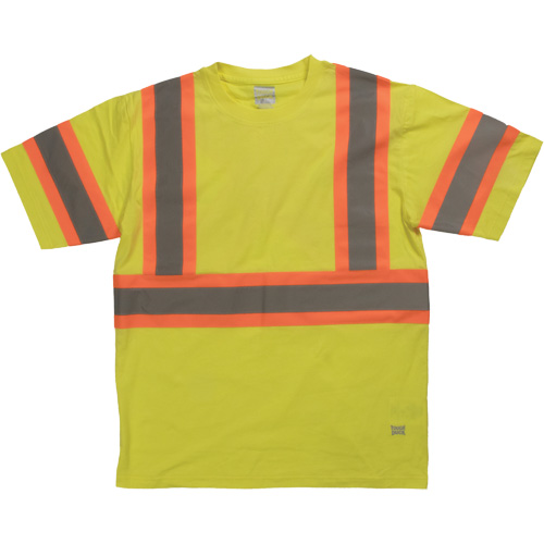 Chemise de s&eacute;curit&eacute; &agrave; manches courtes, Coton, T-petit, Jaune lime haute visibilit&eacute; Sidevic Inc.