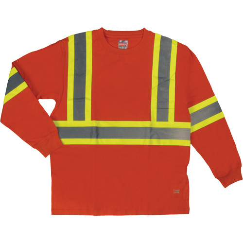 T-shirt de s&eacute;curit&eacute; &agrave; manches longues, Coton, T-petit, Orange haute visibilit&eacute; Sidevic Inc.