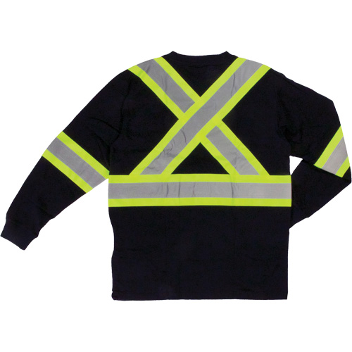 Long Sleeve Safety T-Shirt, Cotton, X-Small, Black Sidevic Inc.
