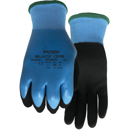 Gants hydrofuges Stealth Black Ops, Taille Petit, Calibre 15, Rev&ecirc;tement Latex de caoutchouc, Enveloppe en Fibre de verre/Polyester, ASTM ANSI niveau A4 Sidevic Inc.
