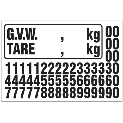 Trousse de num&eacute;rotation de la masse brute du v&eacute;hicule (MBV) pour camion, Num&eacute;ros/lettres/ponctuation assortis, Noir Sidevic Inc.