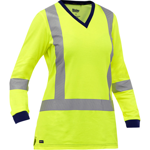 Bisley&reg; Women's X-Back Long Sleeve Shirt, Poly-Cotton, Small, High Visibility Lime-Yellow Sidevic Inc.