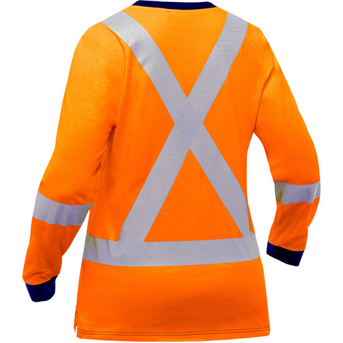 Chemise &agrave; manches longues et X au dos Bisley pour femmes, Poly-coton, Petit, Orange haute visibilit&eacute; Sidevic Inc.