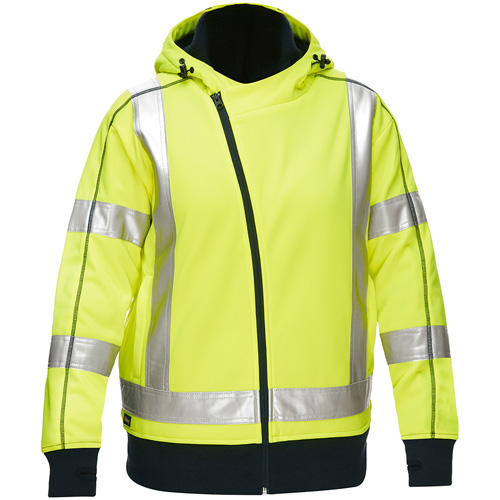 Bisley&reg; X-Back Women's Contoured Full Zip Hooded Sweatshirt with Sherpa Lining, 2X-Large, High Visibility Lime-Yellow Sidevic Inc.