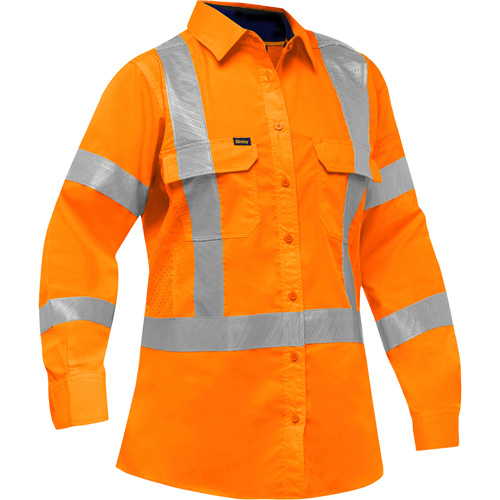 Chemise de travail &agrave; manches longues et X au dos Bisley avec X-Airflow pour femmes, Poly-coton, Petit, Orange haute visibilit&eacute; Sidevic Inc.