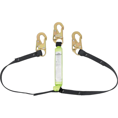 SA-64000-4 Shock Absorbing Lanyard, 4', Snap Hook Center, Snap Hook Leg Ends, Polyester Sidevic Inc.