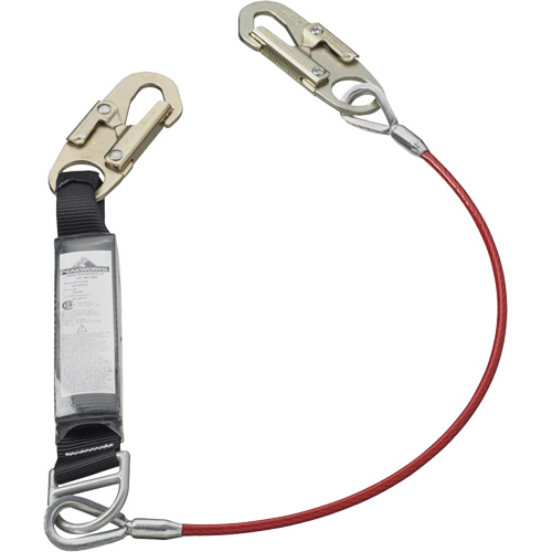 SA-5500-4 Shock Absorbing Lanyard, 4', Snap Hook Center, Snap Hook Leg Ends, Galvanized Steel Sidevic Inc.