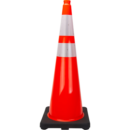 C&ocirc;ne de signalisation de premi&egrave;re qualit&eacute;, 36", Orange, Bande(s) r&eacute;fl&eacute;chissante(s) 4" & 6" Sidevic Inc.