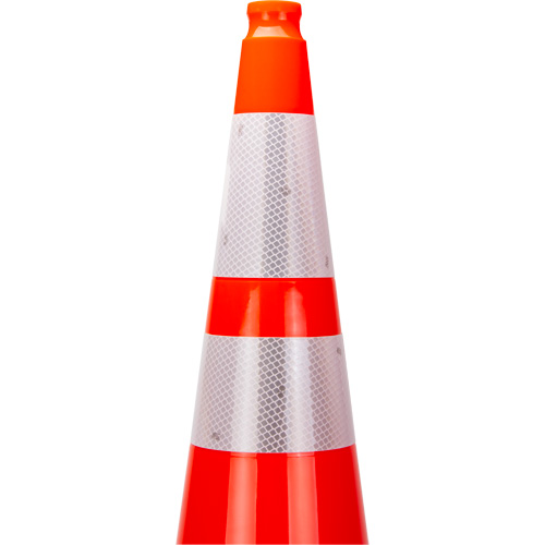C&ocirc;ne de signalisation de premi&egrave;re qualit&eacute;, 36", Orange, Bande(s) r&eacute;fl&eacute;chissante(s) 4" & 6" Sidevic Inc.