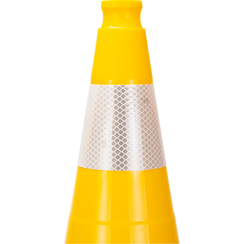 C&ocirc;ne de signalisation de premi&egrave;re qualit&eacute;, 28", Jaune, Bande(s) r&eacute;fl&eacute;chissante(s) 4" Sidevic Inc.