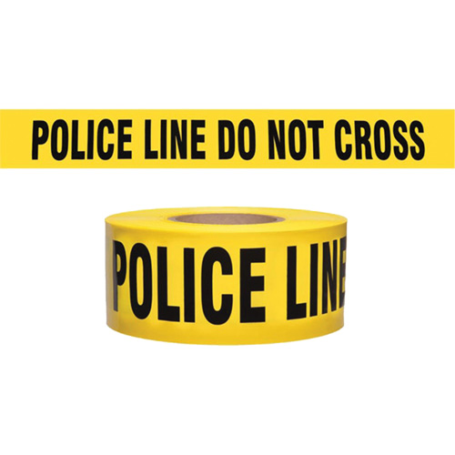 "Police Line Do Not Cross" Contractor-Grade Barricade Tape, English, 3" W x 1000' L, 2 mils, Black on Yellow Sidevic Inc.