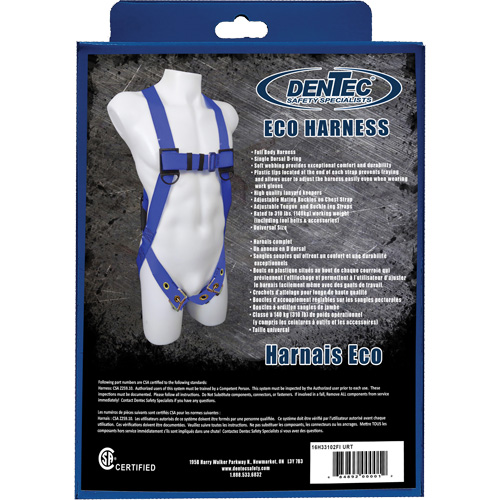 ECO Safety Harness in Retail Box, CSA Certified, Class A, 352 lbs. Cap. Sidevic Inc.
