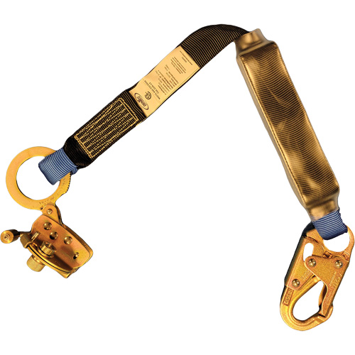 Trailing Rope Grab with Attached Shock Pack Lanyard, 2', Snap Hook Center, Snap Hook Leg Ends, Polyester Sidevic Inc.