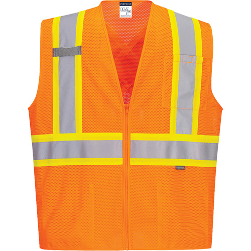 Veste de s&eacute;curit&eacute; &agrave; bandes contrastantes, Orange haute visibilit&eacute;, Petit, Polyester Sidevic Inc.