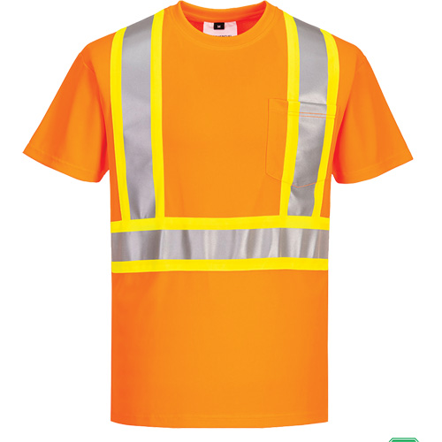 T-shirt de s&eacute;curit&eacute; &agrave; bandes contrastantes, Polyester, Petit, Orange haute visibilit&eacute; Sidevic Inc.