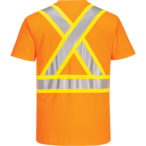 T-shirt de s&eacute;curit&eacute; &agrave; bandes contrastantes, Polyester, Petit, Orange haute visibilit&eacute; Sidevic Inc.