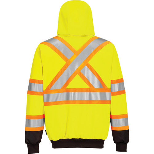 Contrast-Striped Safety Hoodie, Small, Black/High Visibility Lime-Yellow Sidevic Inc.