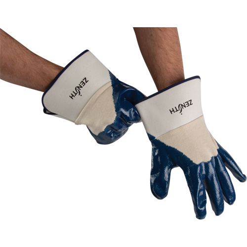 Gants &agrave; poignet de s&eacute;curit&eacute; de poids lourd, 11/2T-Grand, R&ecirc;vetement Nitrile, Enveloppe en Coton Sidevic Inc.