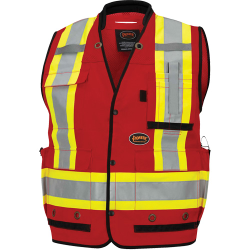 6678 Veste d'arpenteur antimicrobienne haute visibilit&eacute; avec dos en maille, Rouge, Petit, Polyester Sidevic Inc.