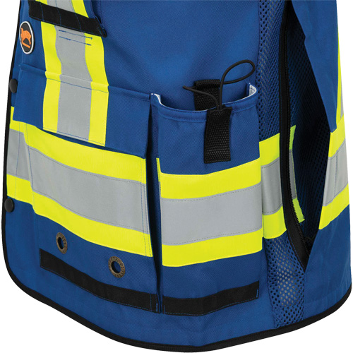 6681 Veste d'arpenteur antimicrobienne haute visibilit&eacute; avec dos en maille, Bleu royal, Petit, Polyester Sidevic Inc.