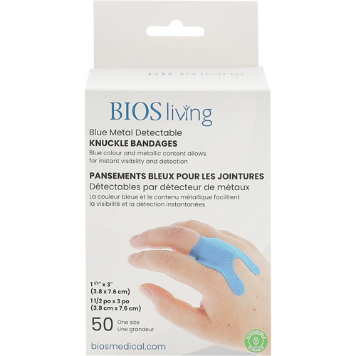 Bandages bleus, Jointures, 3", Tissu d&eacute;tectable, St&eacute;rile Sidevic Inc.