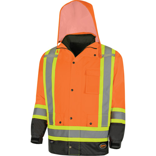 5056 Pioneer&reg; Yukon 7-in-1 Waterproof Winter Safety Parka, Polyester, Black/High Visibility Orange, X-Small Sidevic Inc.