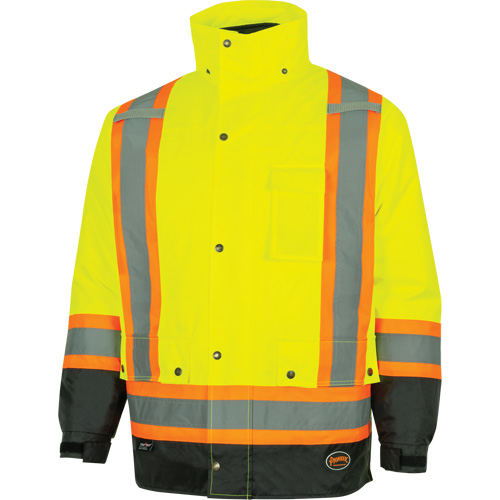 Parka de s&eacute;curit&eacute; d'hiver imperm&eacute;able 7-en-1 5057 Pioneer Yukon, Polyester, Noir/Jaune lime haute visibilit&eacute;, T-petit Sidevic Inc.