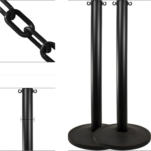 Ensemble de montants industriels avec chaîne en plastique, Hauteur de 37", Noir Sidevic Inc.