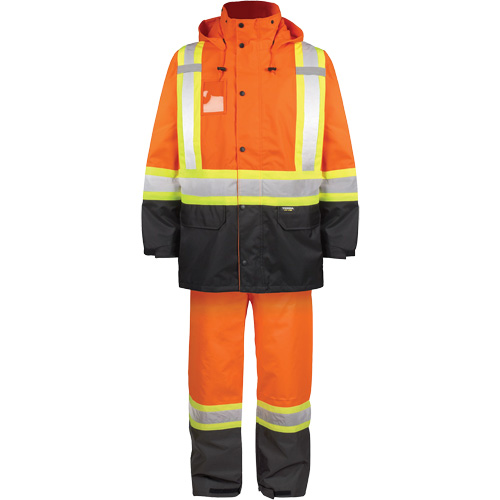 High-Visibility 150-Deniers Rain Suit, Polyester, Small, High Visibility Orange Sidevic Inc.