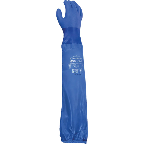690 Chemical-Resistant Gloves, Size X-Large/10, 26" L, Cotton/PVC Sidevic Inc.