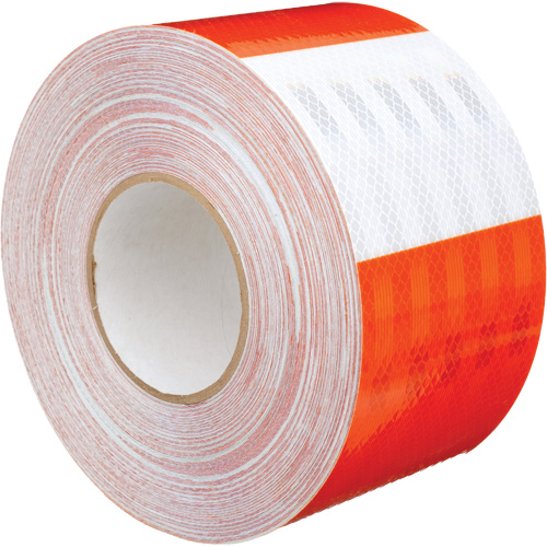High Intensity Grade Flexible Work Zone Sheeting 382VHIP, 5" W x 150' L, Orange and White Sidevic Inc.