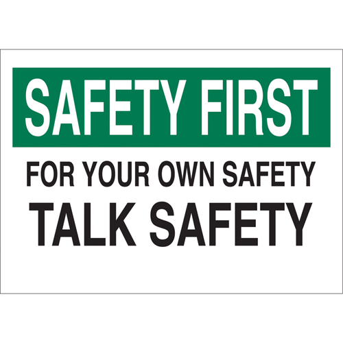 "Talk Safety" Sign, 10" x 14", Aluminum, English Sidevic Inc.