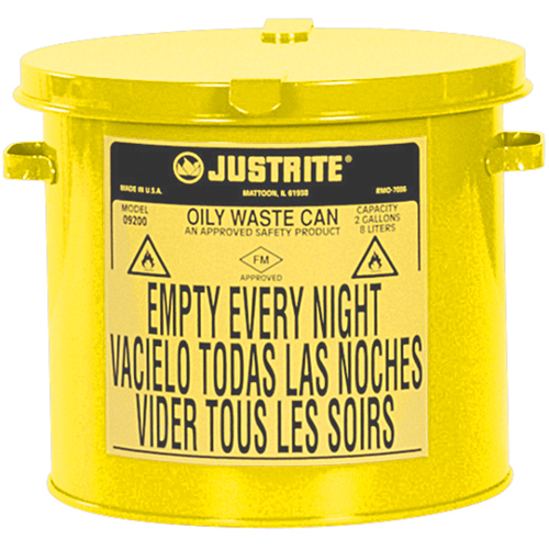 Contenants pour d&eacute;chets huileux, Homologu&eacute; FM/List&eacute; UL, 2 gal. US, Jaune Sidevic Inc.