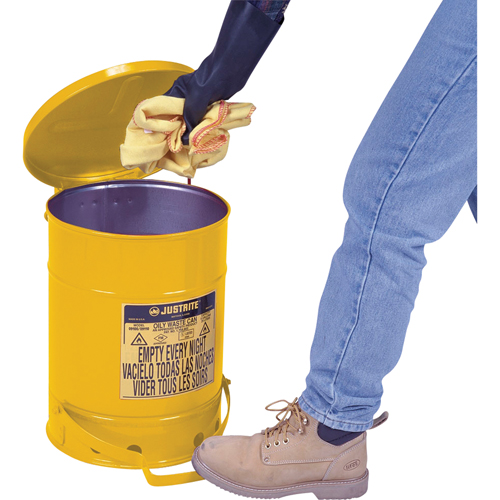 Contenants pour d&eacute;chets huileux, Homologu&eacute; FM/List&eacute; UL, 10 gal. US, Jaune Sidevic Inc.