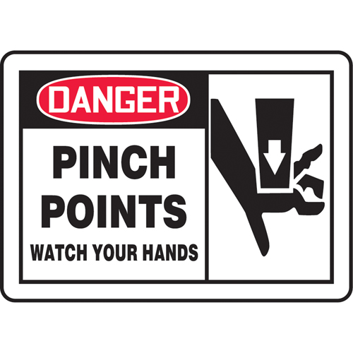 Enseigne  Pinch Points , 7" x 10", Plastique, Anglais avec pictogramme Sidevic Inc.