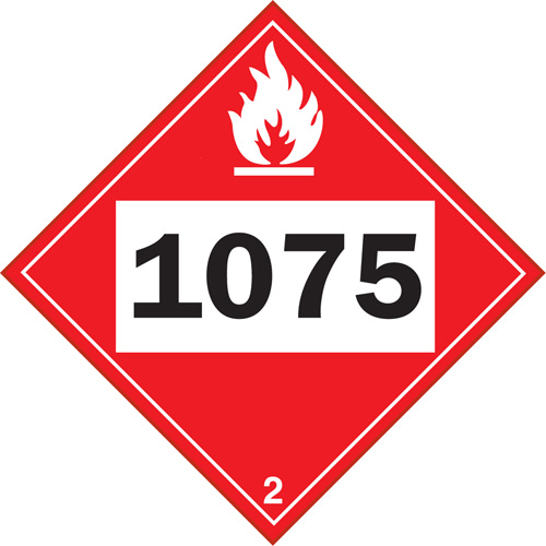 Plaque-&eacute;tiquette TMD 1075 pour gaz inflammable oxyg&egrave;ne liqu&eacute;fi&eacute;, Plastique Sidevic Inc.