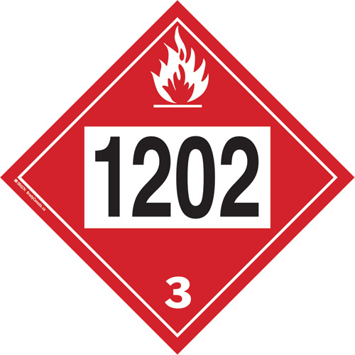 Plaque-&eacute;tiquette TMD 1202 pour liquide inflammable huile combustible, Plastique Sidevic Inc.