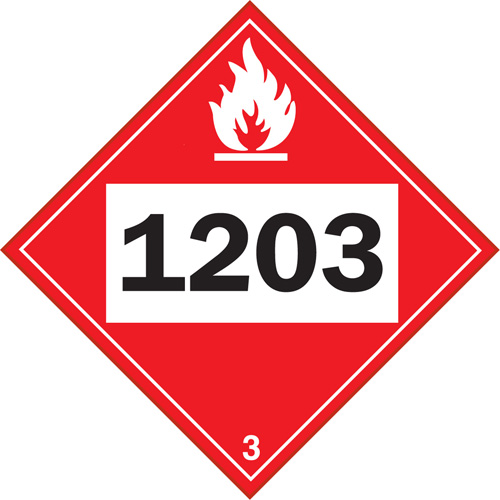 Plaque-&eacute;tiquette TMD 1203 pour liquide inflammable essence & essence-alcohol, Vinyle adh&eacute;sif Sidevic Inc.