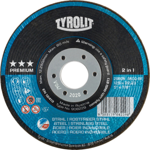 Rondeller Depressed Centre Grinding Wheel, 4-1/2", 36 Grit, 7/8", 13300 RPM, Type 29 Sidevic Inc.