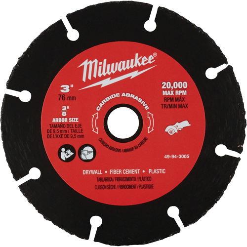 Lame abrasive au carbure, 3" x Arbre de 3/8", Carbure de silicium, 20 000 Tr/min Sidevic Inc.