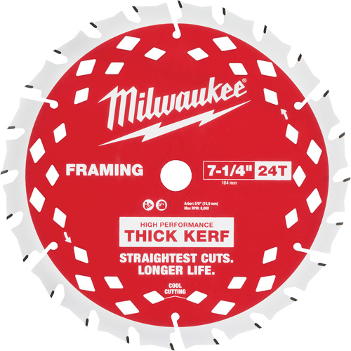 Lame de scie circulaire &agrave; charpente avec trait &eacute;pais, 7-1/4", 24 dents, Pour Bois Sidevic Inc.