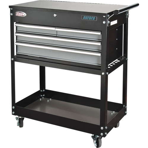 Chariot utilitaire, 4 tiroirs, 18" lo x 33" la x 39" h, Noir Sidevic Inc.